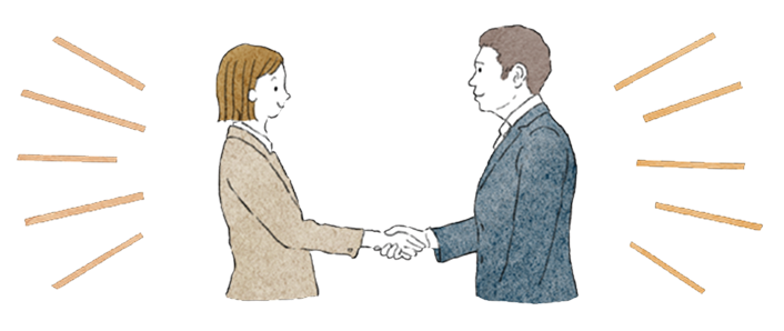 握手する男女